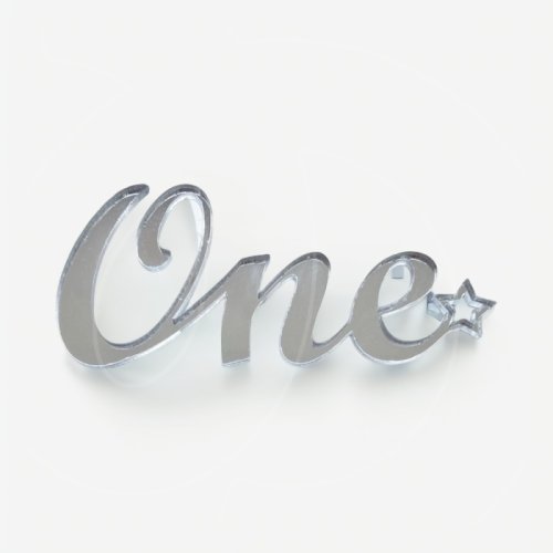 Топпер декоративный акриловый "One" Серебро 9х4 см 