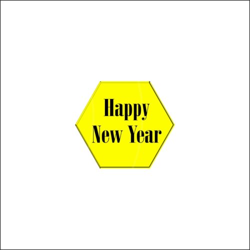 Набор топперов декоративных акриловых "Happy New Year. Шестигранник" Золото 4х3,5 см 5 шт ТСК237