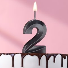 Свеча декоративная Цифра "2" Грань Чёрная 5572746